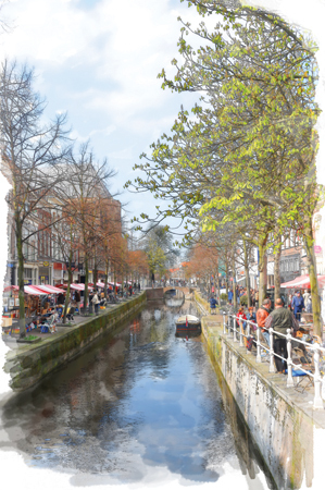 Amsterdam Canal : Digital Paintings : Sue Bloom - Digital Collage and Digital Painting