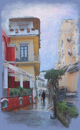 Capri Lane, Italy : Digital Paintings : Sue Bloom - Digital Collage and Digital Painting