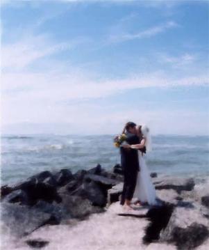 Cape May Wedding Embrace : Digital Paintings : Sue Bloom - Digital Collage and Digital Painting