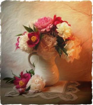 Peonies : Digital Paintings : Sue Bloom - Digital Collage and Digital Painting