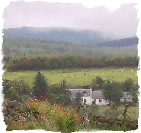 Arran Island Cottage, Scotland : Digital Paintings : Sue Bloom - Digital Collage and Digital Painting