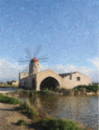 Sicilian Windmill : Digital Paintings : Sue Bloom - Digital Collage and Digital Painting