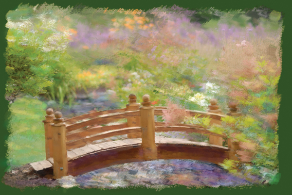 Garden Bridge : Digital Paintings : Sue Bloom - Digital Collage and Digital Painting